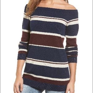 HALOGEN Cotton Blend off the shoulder sweater